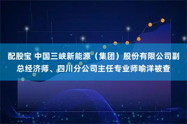 配股宝 中国三峡新能源（集团）股份有限公司副总经济师、四川分公司主任专业师喻洋被查
