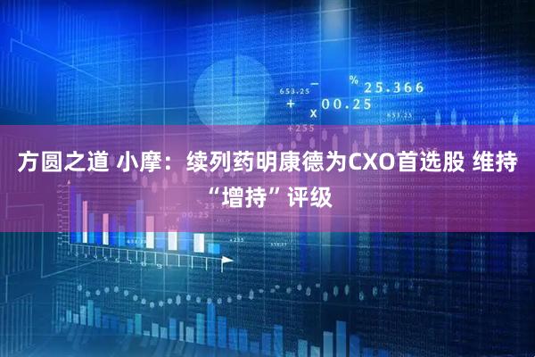 方圆之道 小摩：续列药明康德为CXO首选股 维持“增持”评级