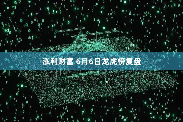 泓利财富 6月6日龙虎榜复盘